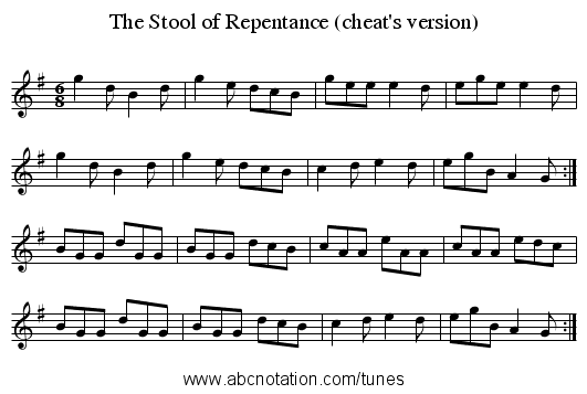 The Stool of Repentance (cheat's version) - staff notation