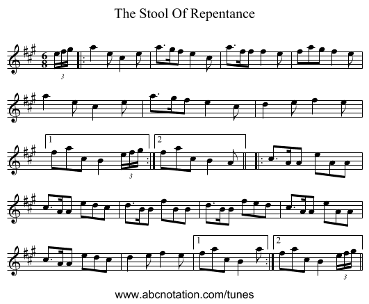 The Stool Of Repentance - staff notation