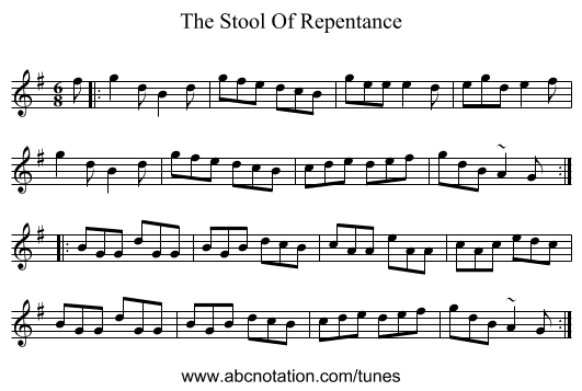 The Stool Of Repentance - staff notation