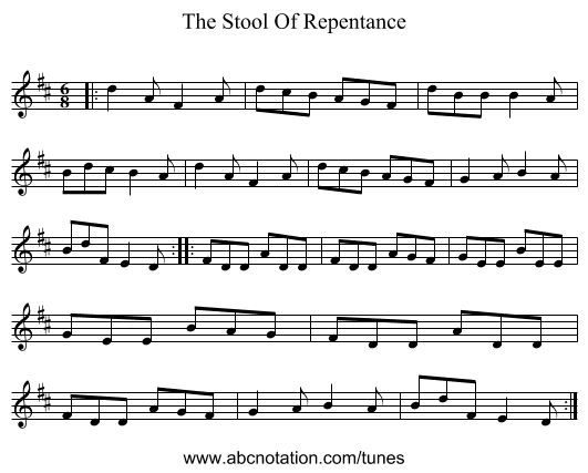 The Stool Of Repentance - staff notation