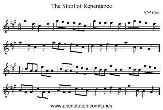 The Stool of Repentance - staff notation