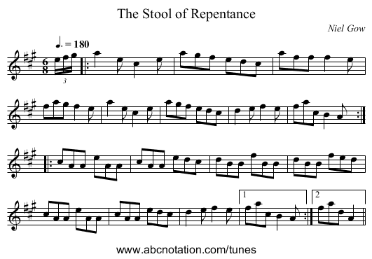 The Stool of Repentance - staff notation