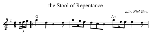 the Stool of Repentance - staff notation