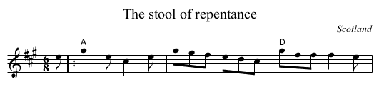The stool of repentance - staff notation