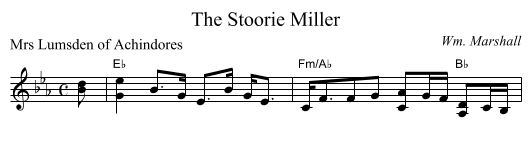 The Stoorie Miller - staff notation