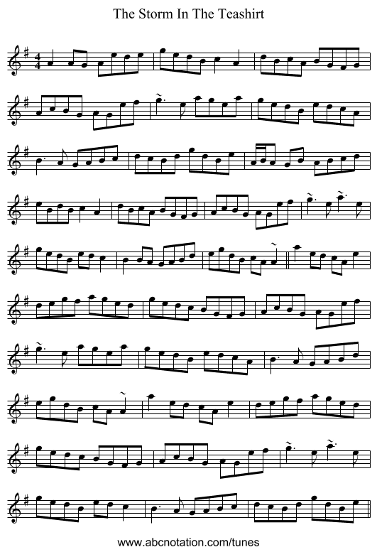 The Storm In The Teashirt - staff notation