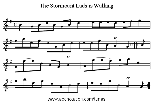 The Stormount Lads is Walking - staff notation