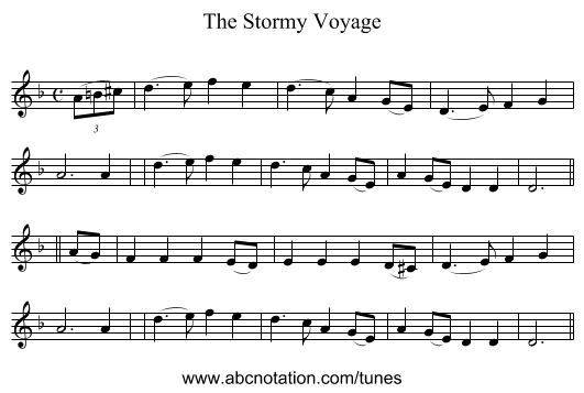 The Stormy Voyage - staff notation