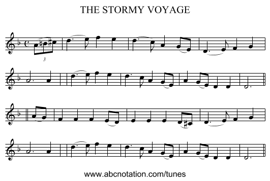 THE STORMY VOYAGE - staff notation