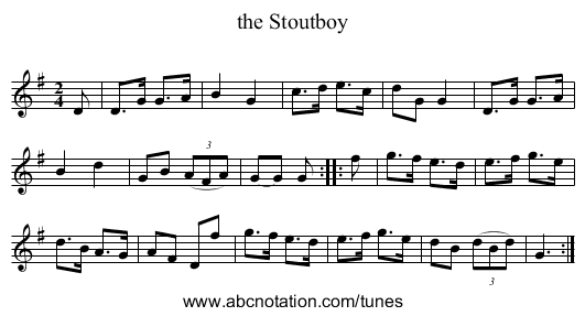 the Stoutboy - staff notation