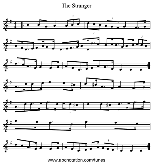 The Stranger - staff notation