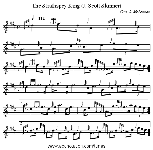 The Strathspey King (J. Scott Skinner) - staff notation