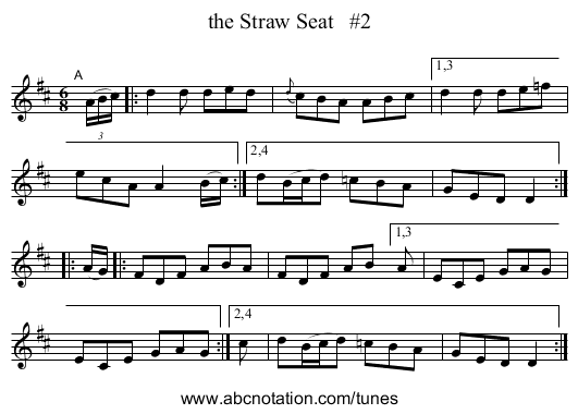 the Straw Seat #2 - staff notation