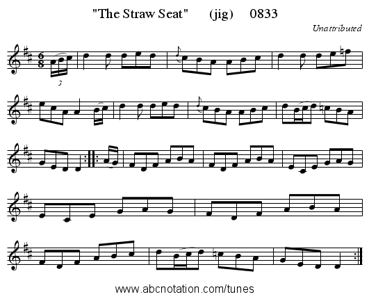 The Straw Seat      (jig)     0833 - staff notation