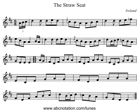 The Straw Seat - staff notation