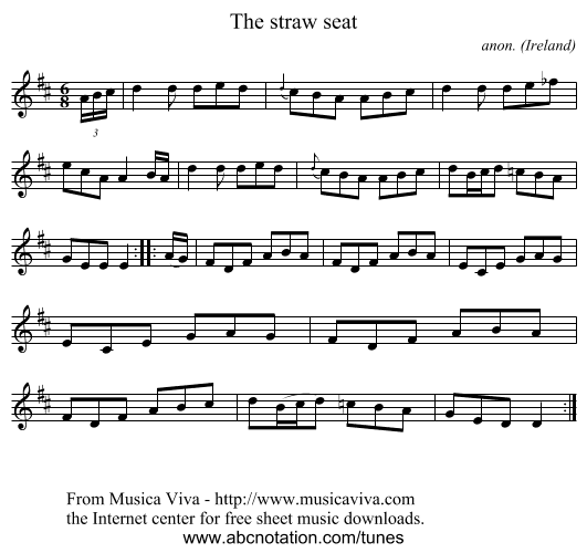 The straw seat - staff notation