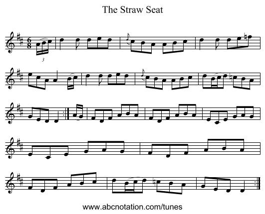 The Straw Seat - staff notation