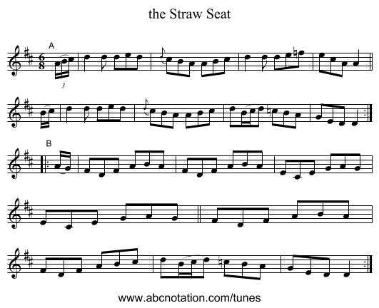 the Straw Seat - staff notation