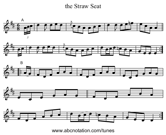 the Straw Seat - staff notation