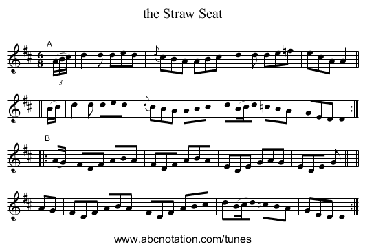 the Straw Seat - staff notation