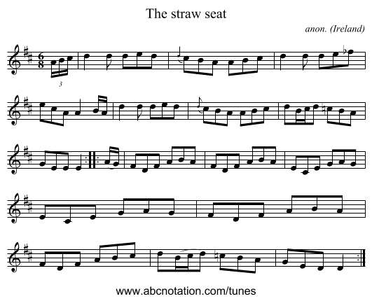 The straw seat - staff notation