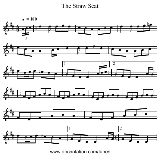 The Straw Seat - staff notation