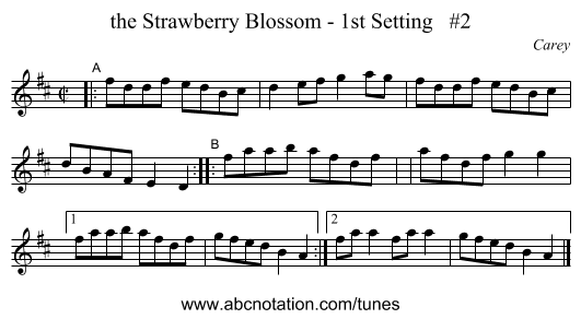 the Strawberry Blossom - 1st Setting #2 - staff notation