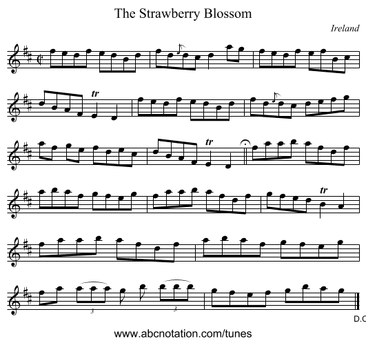 The Strawberry Blossom - staff notation
