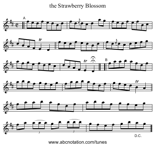 the Strawberry Blossom - staff notation