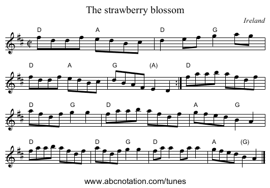 The strawberry blossom - staff notation