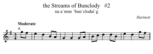 the Streams of Bunclody   #2 - staff notation