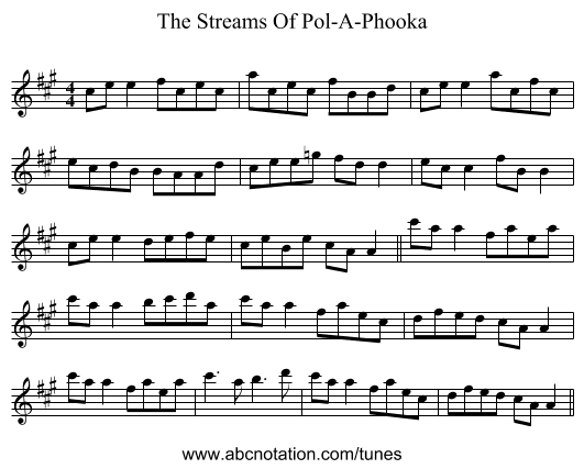 The Streams Of Pol-A-Phooka - staff notation