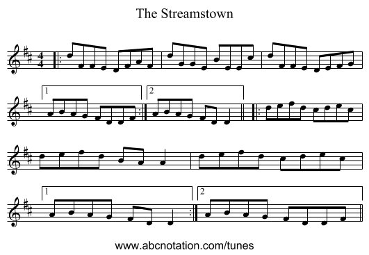 The Streamstown - staff notation