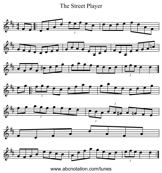 The Street Player - staff notation