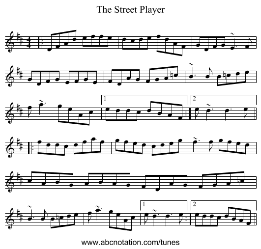 The Street Player - staff notation