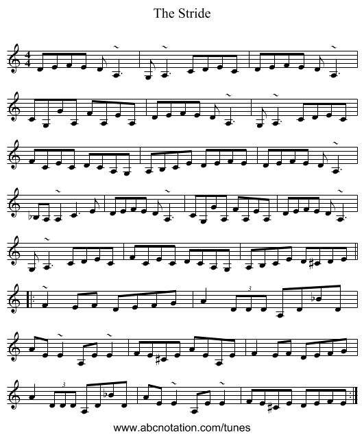 The Stride - staff notation