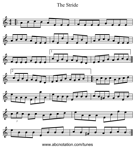 The Stride - staff notation