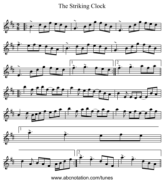 The Striking Clock - staff notation