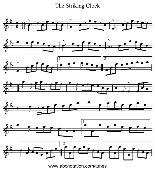 The Striking Clock - staff notation