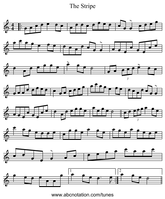 The Stripe - staff notation