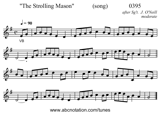 The Strolling Mason            (song)              0395 - staff notation
