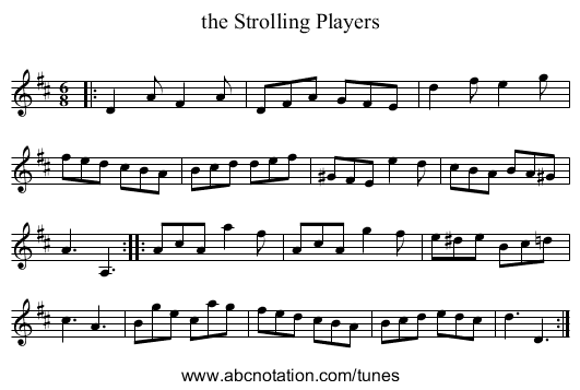 the Strolling Players - staff notation
