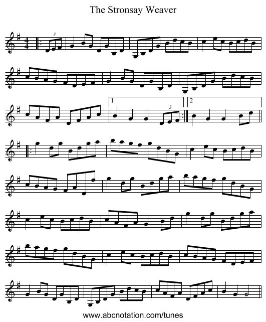 The Stronsay Weaver - staff notation