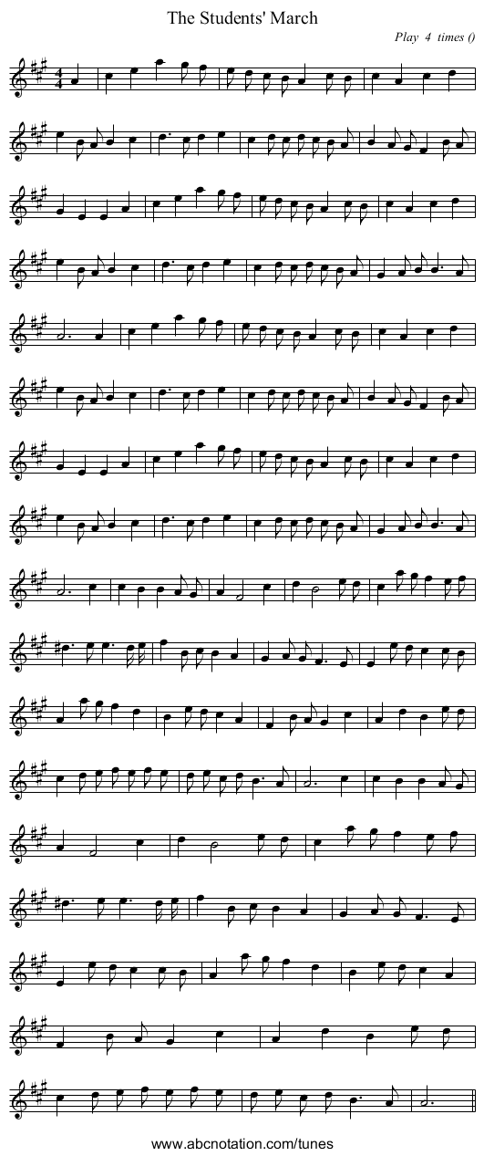 The Students' March - staff notation