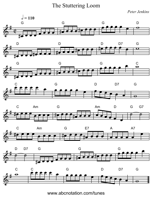 The Stuttering Loom - staff notation