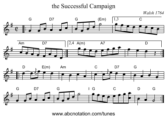 the Successful Campaign - staff notation