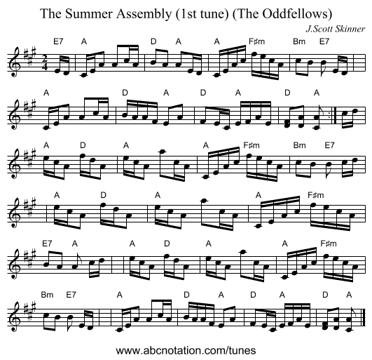 The Summer Assembly (1st tune) (The Oddfellows) - staff notation