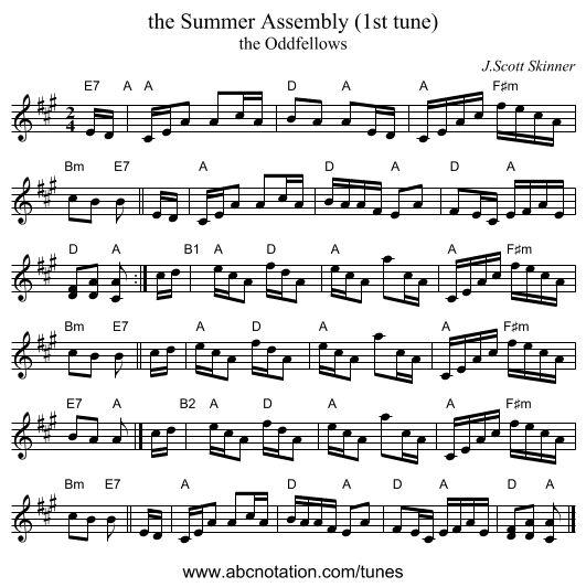 the Summer Assembly (1st tune) - staff notation