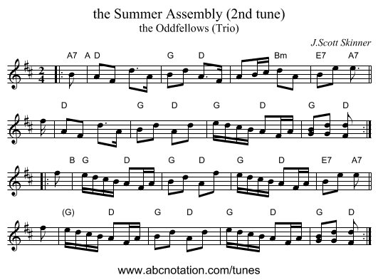 the Summer Assembly (2nd tune) - staff notation