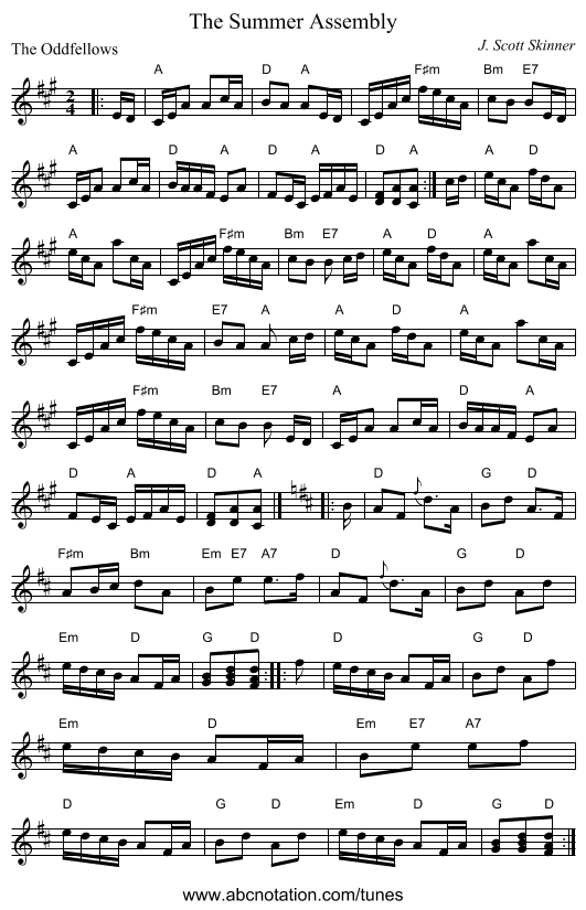 The Summer Assembly - staff notation